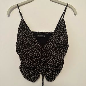 Glassons thank crop top black floral